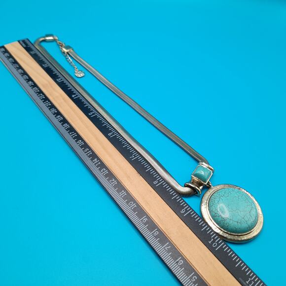 Monet Gemstone Pendant Necklace, Snake Chain, 19 1/2 Inches - Picture 10 of 11